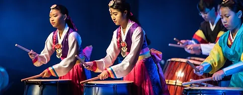 Stepping Stone drum team using traditional Korean drums