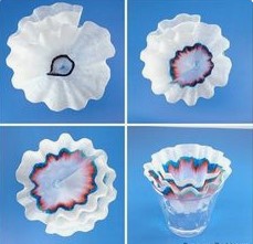 4 quadrants of image show progression of color separation on coffee filter