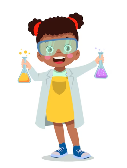 Girl with science stuff