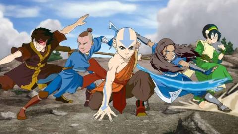 Avatar the last airbender characters squatting down 