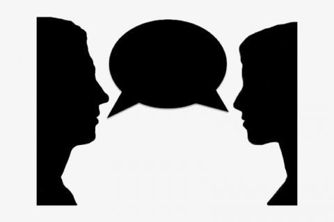 silhouette of people talking