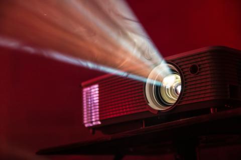 A projector projecting a film